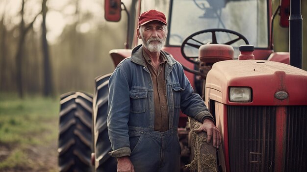 Coltivatore indiano in piedi in campo agricolo Ai generativa