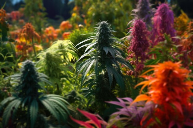 Coltivazione di piante di cannabis colorate varietali generative ai