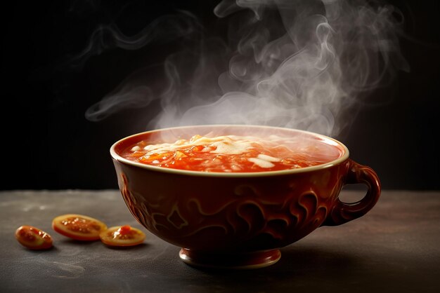 Comfort pieno di sentimento che abbraccia il calore della zuppa di pomodoro