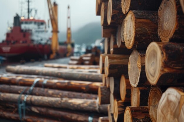 Commercio del legname nel porto di Wicklow, Irlanda