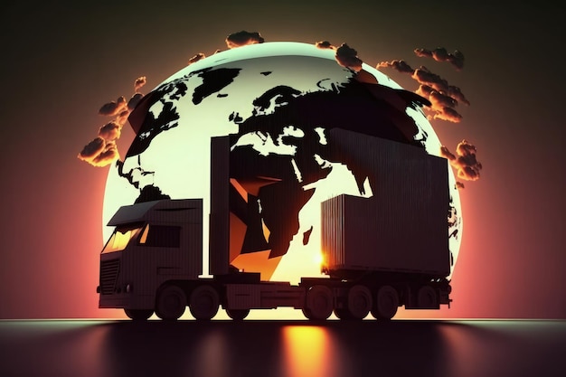 Commercio online con spedizioni internazionali espresse consegna industriale Ricevimento spedizioni in tutto il mondo Logistica Camion furgoni ImportExport Operazioni