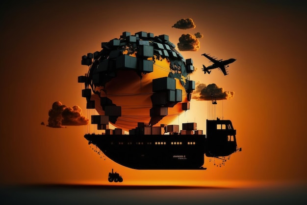 Commercio online con spedizioni internazionali espresse consegna industriale Ricevimento spedizioni in tutto il mondo Logistica Camion furgoni ImportExport Operazioni