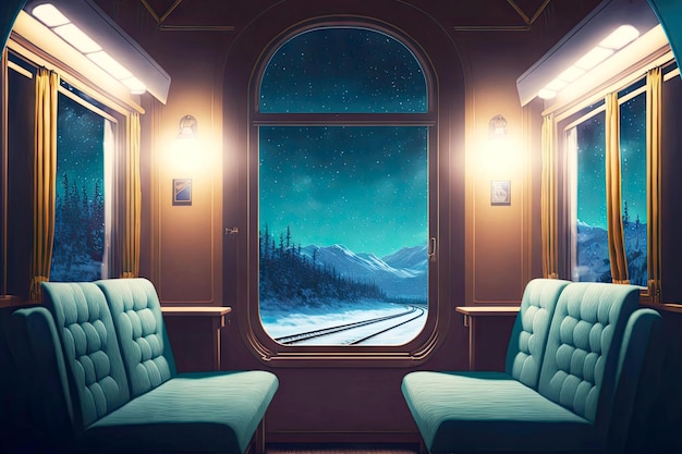 Comodo coupé morbido in Polar Express Train con due divani