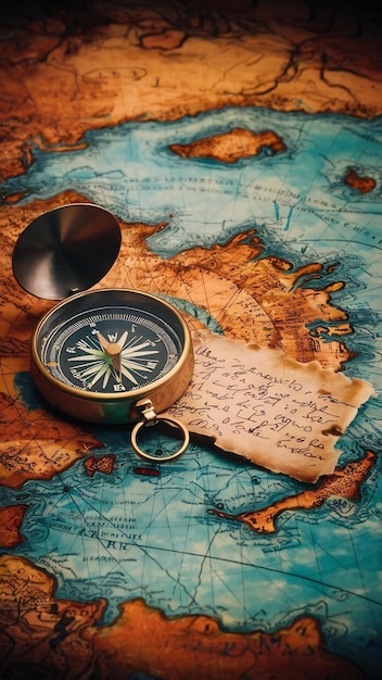 Compass e carta sulla mappa