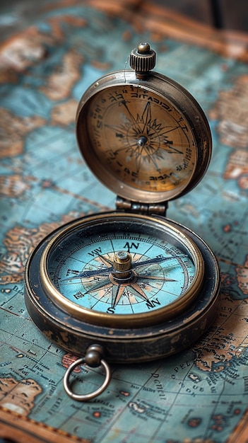 Compass su una mappa d'epoca