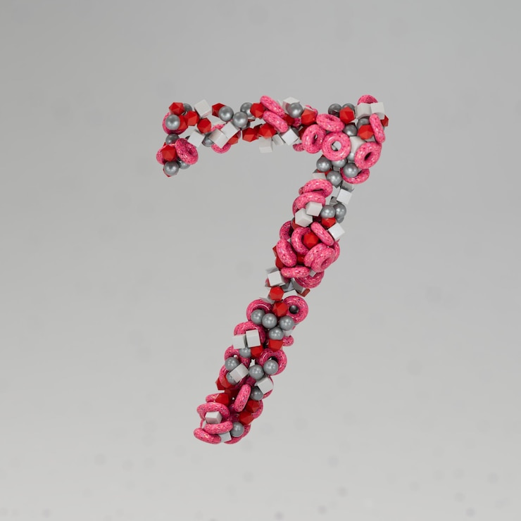 Foto compleanno astratto 7 anni. icona numero 7. rendering 3d. illustrazione 3d