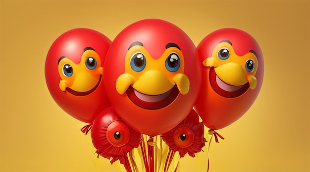 Compleanno smiley bouquet rosso e giallo palloncini design