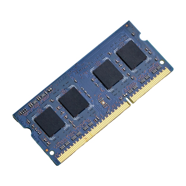 Componente del computer portatile Ram isolato su uno sfondo bianco