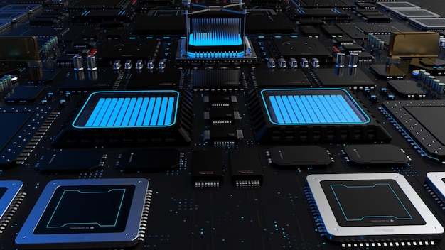 Componenti della potenza di calcolo su un chip il concetto di tecnologia informatica di nuova generazione