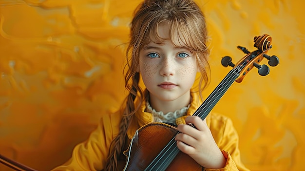 Comportamento serio di un bambino mentre suona uno strumento musicale
