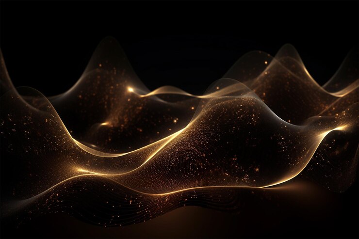 Composizione astratta di forme ondulate con un effetto luccicante
