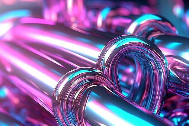 Composizione astratta di tubi cromati Sfondo a tema industriale con tubi collegati metallici lucidi Generato AI