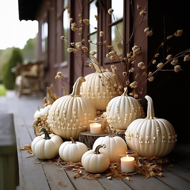 composizione autunnale con stile rustico della zucca