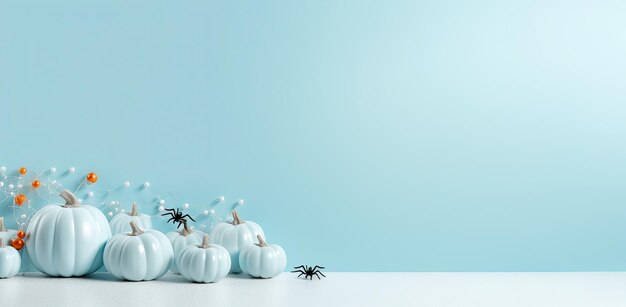 Composizione blu per il cartello di Halloween Spazio per il testo IA generativa