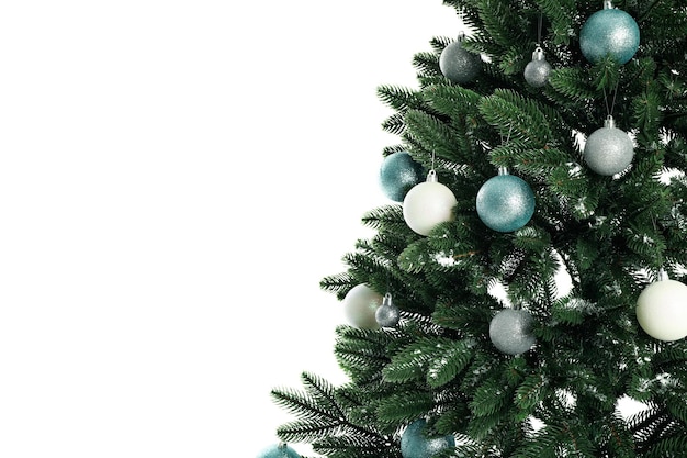 Composizione con albero di natale, isolato su sfondo bianco