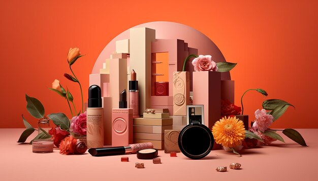 Composizione cosmetica creativa per pubblicità Servizio fotografico commerciale