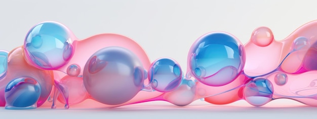 Composizione di bolle 3D colorate sfere trasparenti dinamiche vibranti sfondo AI Generativo