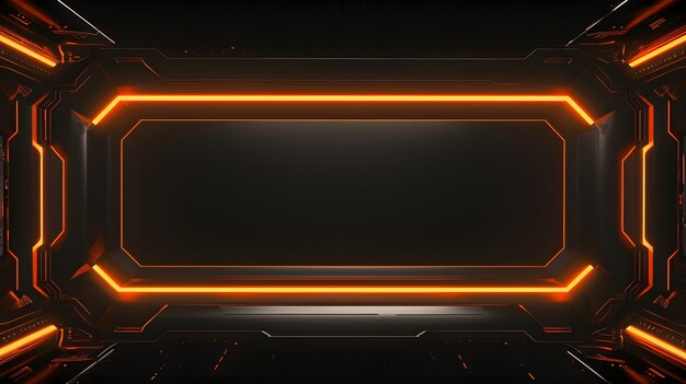 Composizione di bordi del fotogramma dello schermo video a sovrapposizione arancione al neon modernizzato con sfondo nero