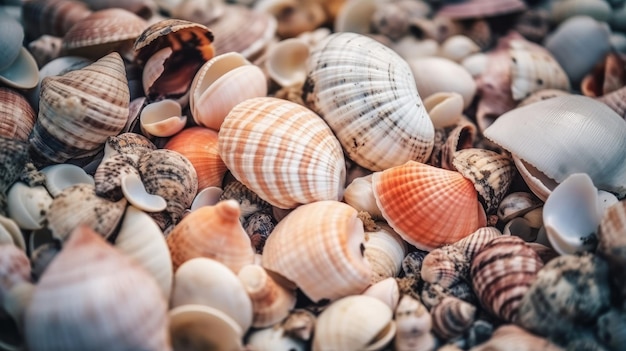 Composizione di conchiglie di forme e colori unici