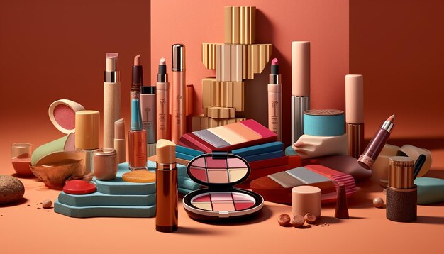 Composizione di cosmetici creativi per pubblicità Sessione fotografica commerciale