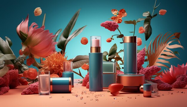 Composizione di cosmetici creativi per pubblicità Sessione fotografica commerciale