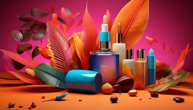 Composizione di cosmetici creativi per pubblicità Sessione fotografica commerciale