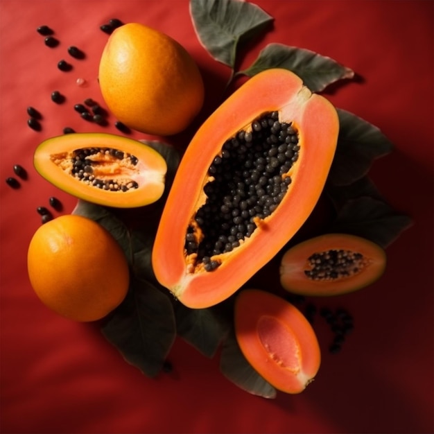 Composizione di deliziosa papaya esotica