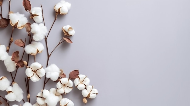 Composizione di fiorifiori di cotone carta bianca