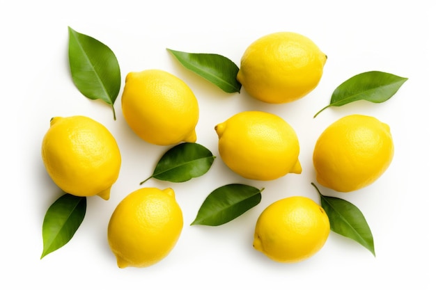 Composizione di limoni freschi su sfondo bianco