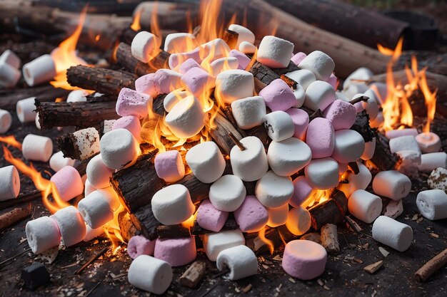 Composizione di marshmallow per il fuoco di campo