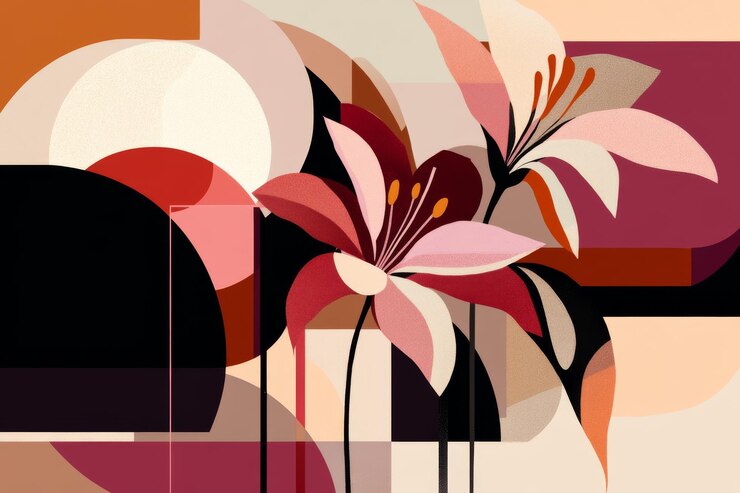 Foto composizione floreale astratta con forme geometriche