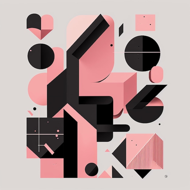 composizione geometrica astratta con forme rosa e nere generativa ai