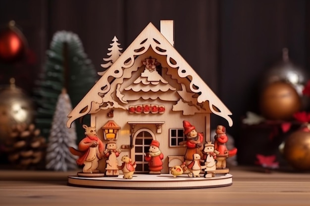 Composizione in legno della casa di Natale