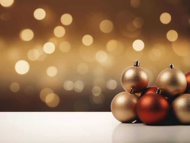 Composizione in Natale con sfondo bokeh e spazio per la copia