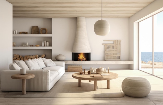 Composizione lussuosa dell'area del soggiorno con decorazione minimalista