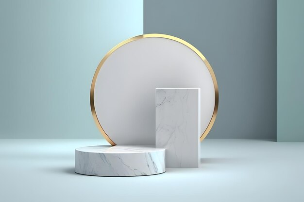 Composizione minima 3d rendering podio oro