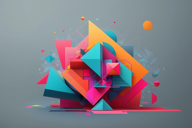 composizione minimalista con colori vivaci e un tocco di forme geometriche create con ai generativo