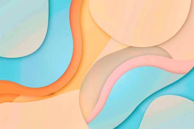 Composizione minimalista con texture di carta color pastello con forme e linee geometriche astratte in una miscela armoniosa di pesca blu e arancione AI generativa
