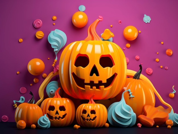 Composizione minimalista in stile 3d per la celebrazione di Halloween