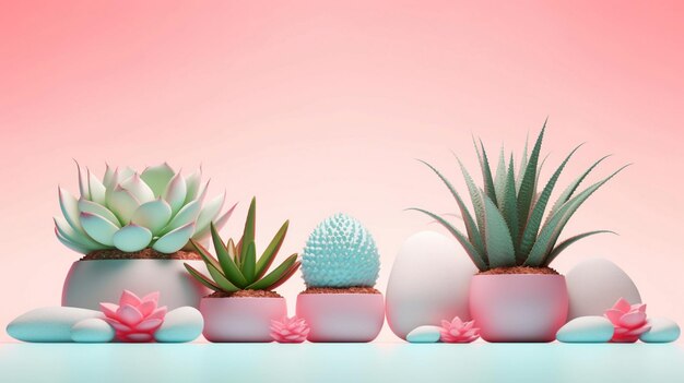 composizione minimalista moderna con piante succulente