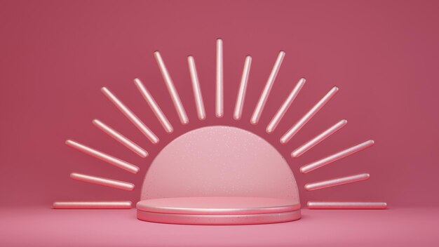 Composizione minimalista sul podio rosa tenue 3D