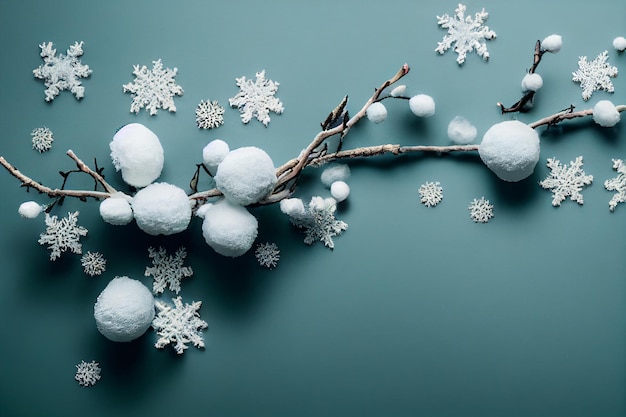 Composizione natalizia invernale domestica su uno sfondo sfocato