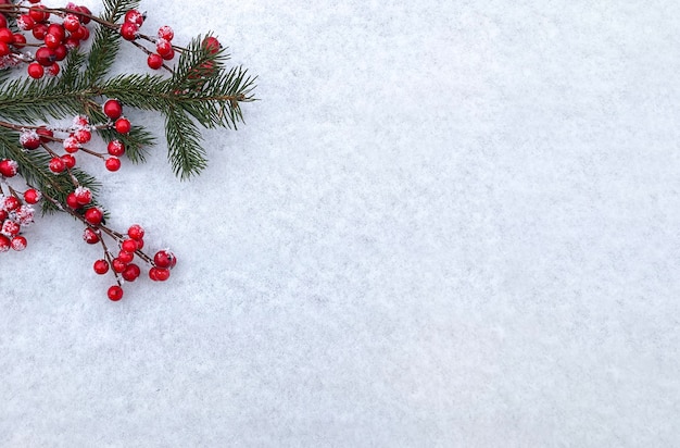 Composizione natalizia Inverno flatlay Concetto di capodanno Vista dall'alto Copia spazio Saluti per le vacanze