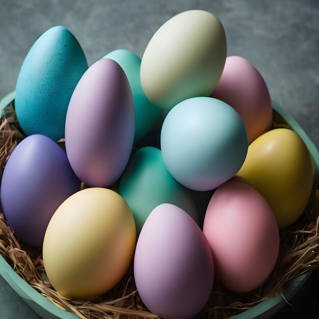 composizioni di uova di Pasqua di colore pastello