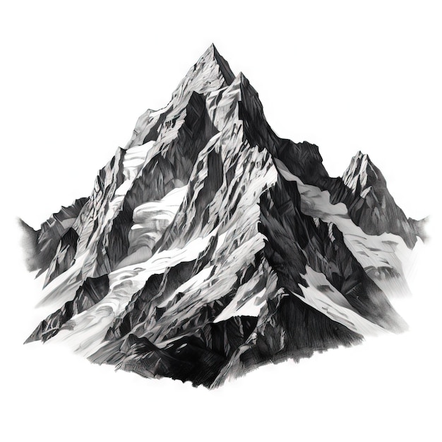 Composizioni digitali di montagna ai immagine generata su sfondo bianco