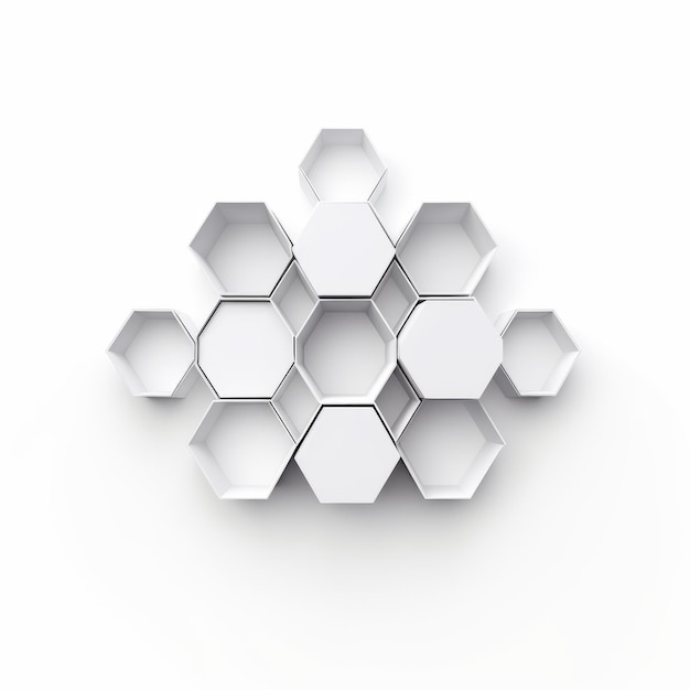 Composizioni esagonali bianche minimaliste in stile nanopunk
