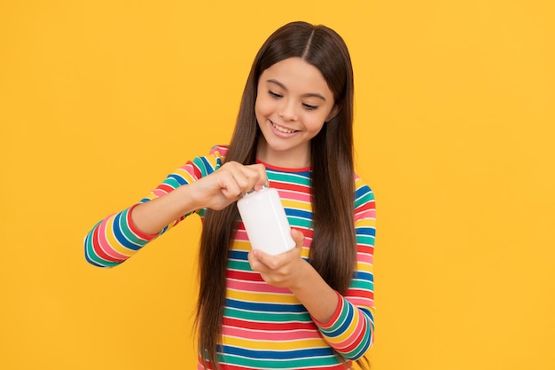 Compressa a forma di capsula di vasetto di pillola aperta per bambini felice per bambini ragazza tenere uno stile di vita sano multivitaminico