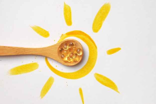 Compresse su un cucchiaio al centro del sole Vitamina D