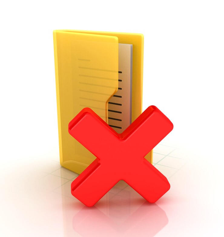 Computer Folder with Cross Symbol