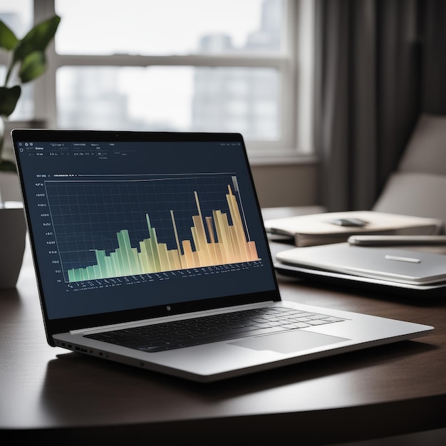 computer monitor con grafico astratto concetto finanziario e commerciale rendering 3Dcomputer monit